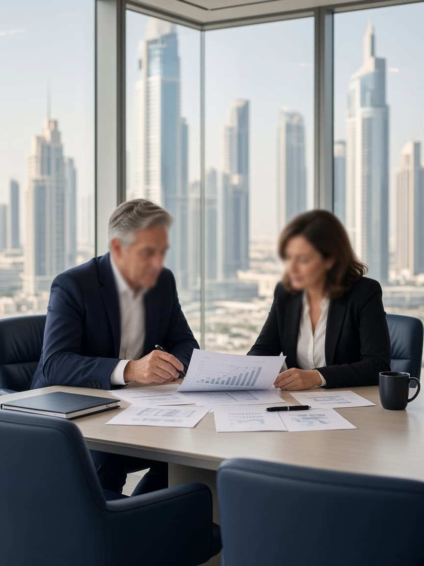 Senior advisory discussion in a Dubai boardroom